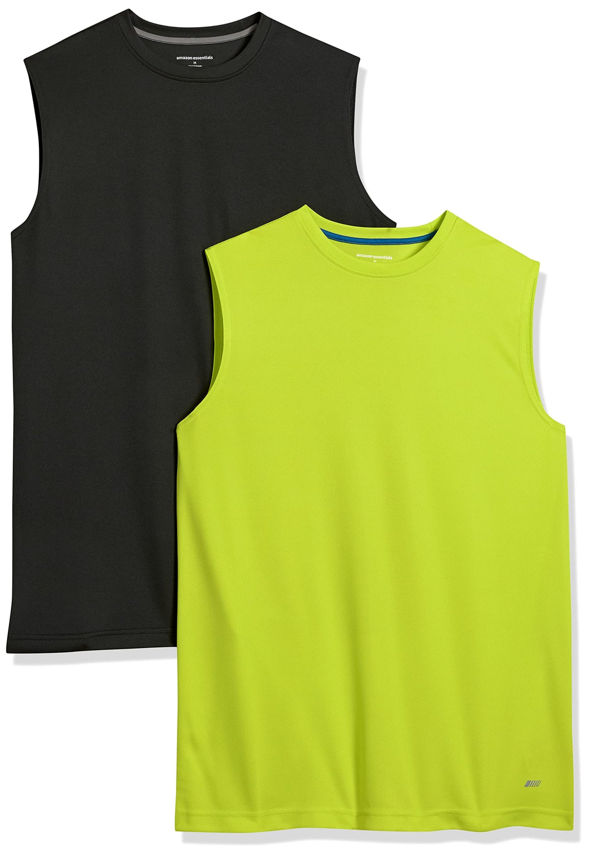 Amazon Essentials Men's Active Performance Tech Muscle Sleeveless Top, Breathable Moisture Wicking Workout Shirt, Pack of 2