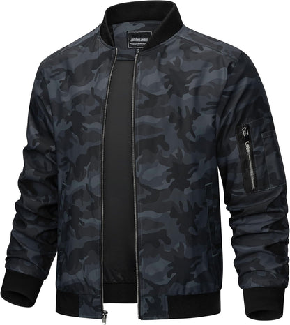 TACVASEN Men's Bomber Jacket Lightweight Casual Spring Fall Windbreaker Zip Up Coat with Pocket