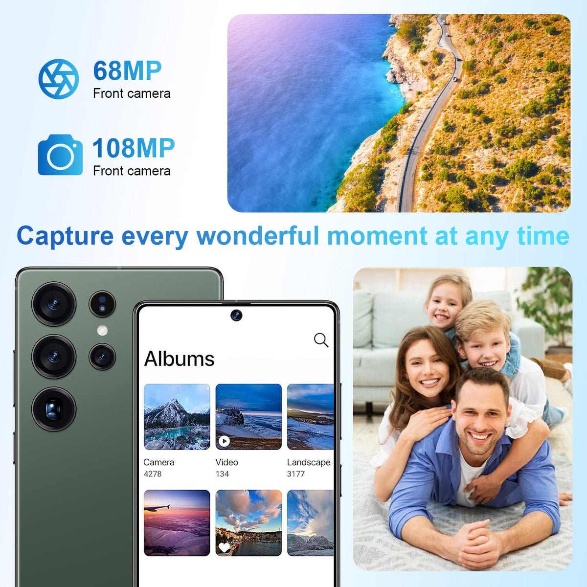 S25 Ultra 5G Unlocked Smartphone,12GB+512GB Fully Cell Phone for Android 14, 6.99" Unlocked Cell Phone, 7000mAh, 68MP+108MP Dual Camera/Dual SIM/Fingerprint Lock/Face (Grey)