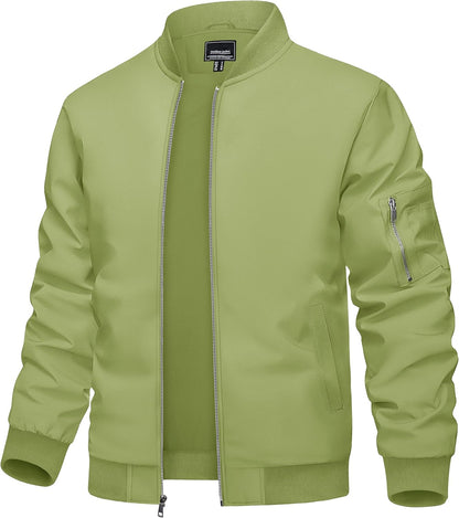 TACVASEN Men's Bomber Jacket Lightweight Casual Spring Fall Windbreaker Zip Up Coat with Pocket