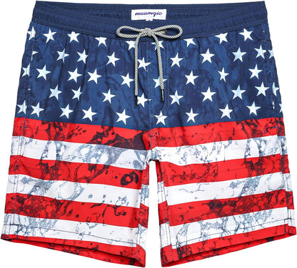maamgic Mens Swim Trunks Quick Dry Mesh Linner with Pockets 7" Beach Shorts