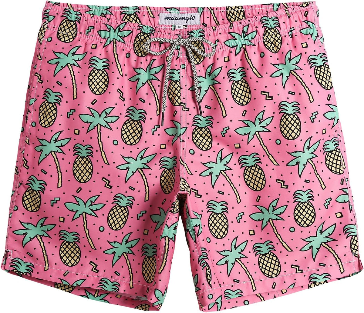 maamgic Mens Swim Trunks Quick Dry Mesh Linner with Pockets 7" Beach Shorts
