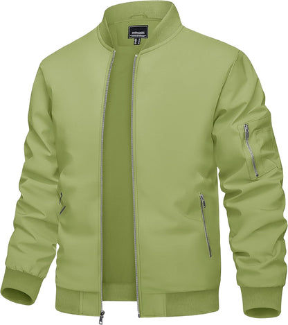 TACVASEN Men's Bomber Jacket Lightweight Casual Spring Fall Windbreaker Zip Up Coat with Pocket