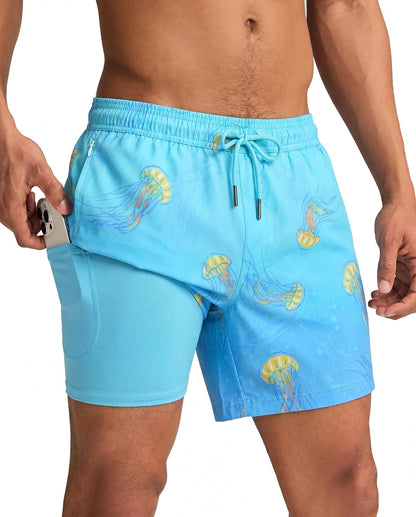 maamgic Mens Swim Trunks with Compression Liner 5 Inch Quick Dry for Beach