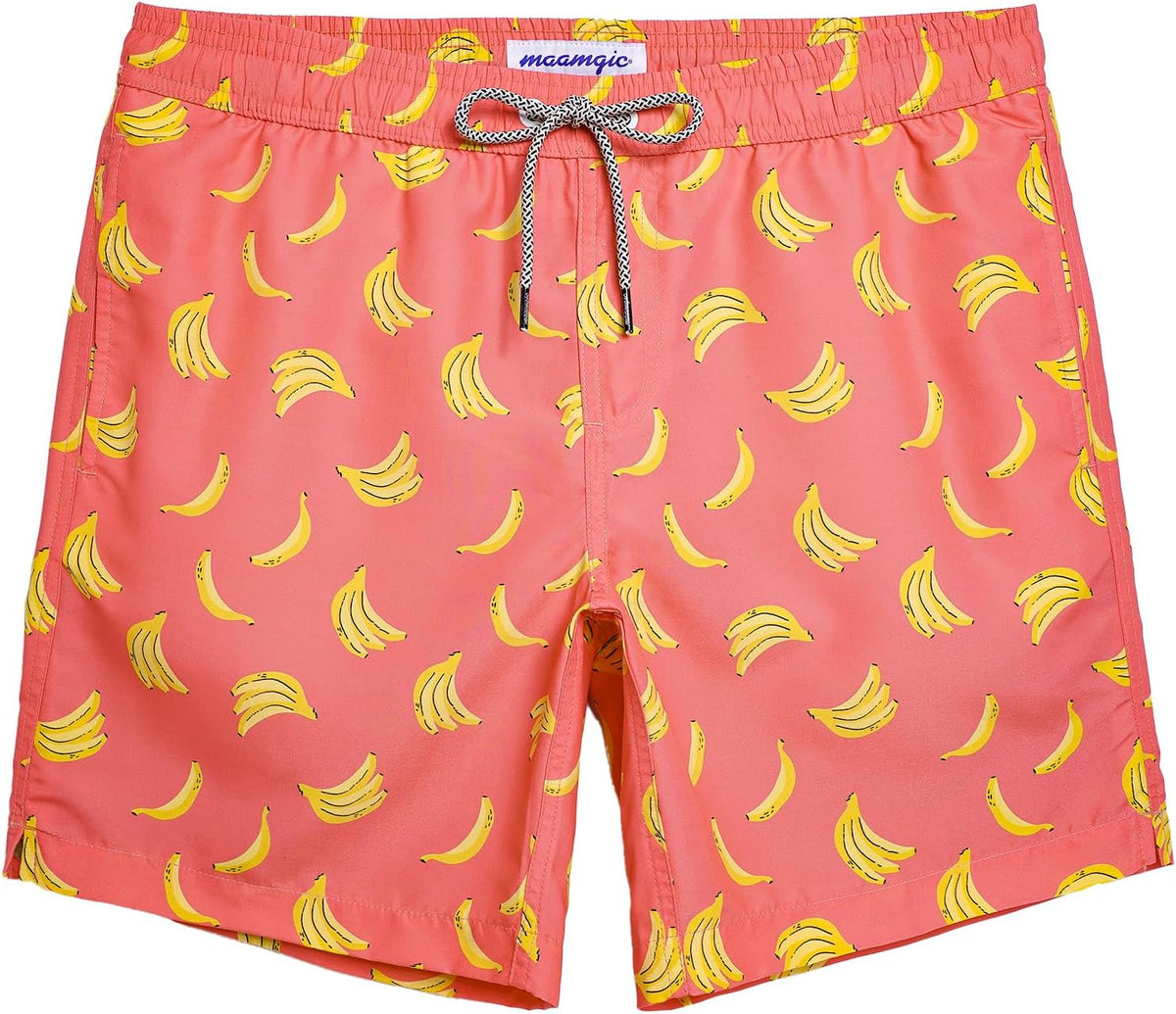 maamgic Mens Swim Trunks Quick Dry Mesh Linner with Pockets 7" Beach Shorts