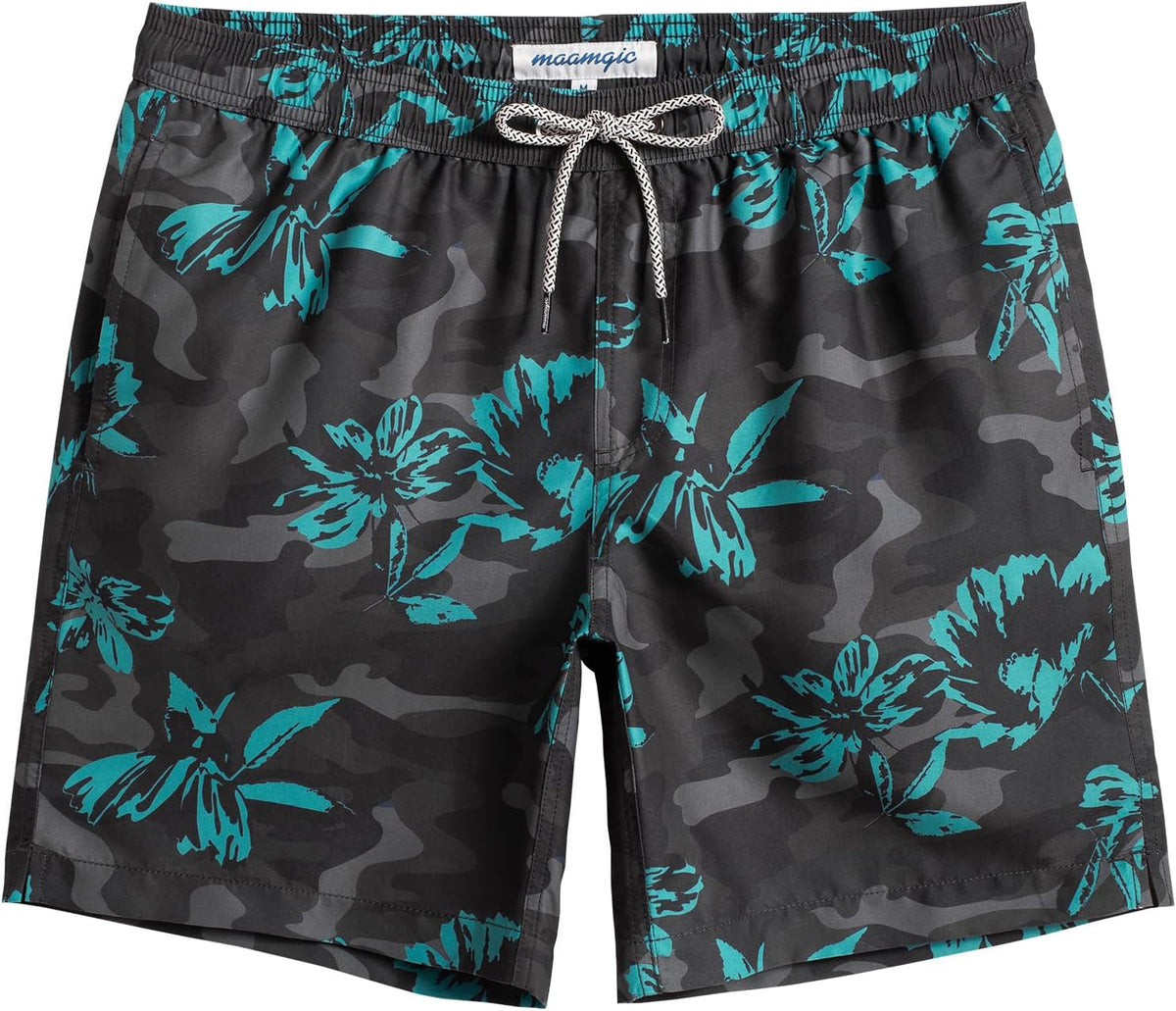 maamgic Mens Swim Trunks Quick Dry Mesh Linner with Pockets 7" Beach Shorts