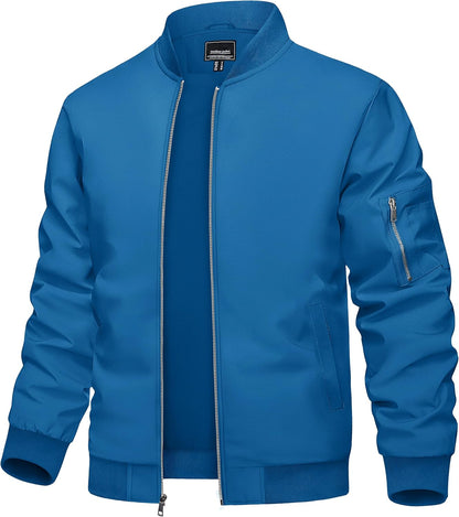 TACVASEN Men's Bomber Jacket Lightweight Casual Spring Fall Windbreaker Zip Up Coat with Pocket