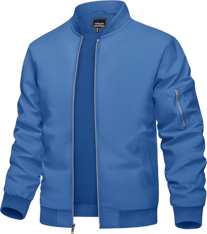 TACVASEN Men's Bomber Jacket Lightweight Casual Spring Fall Windbreaker Zip Up Coat with Pocket