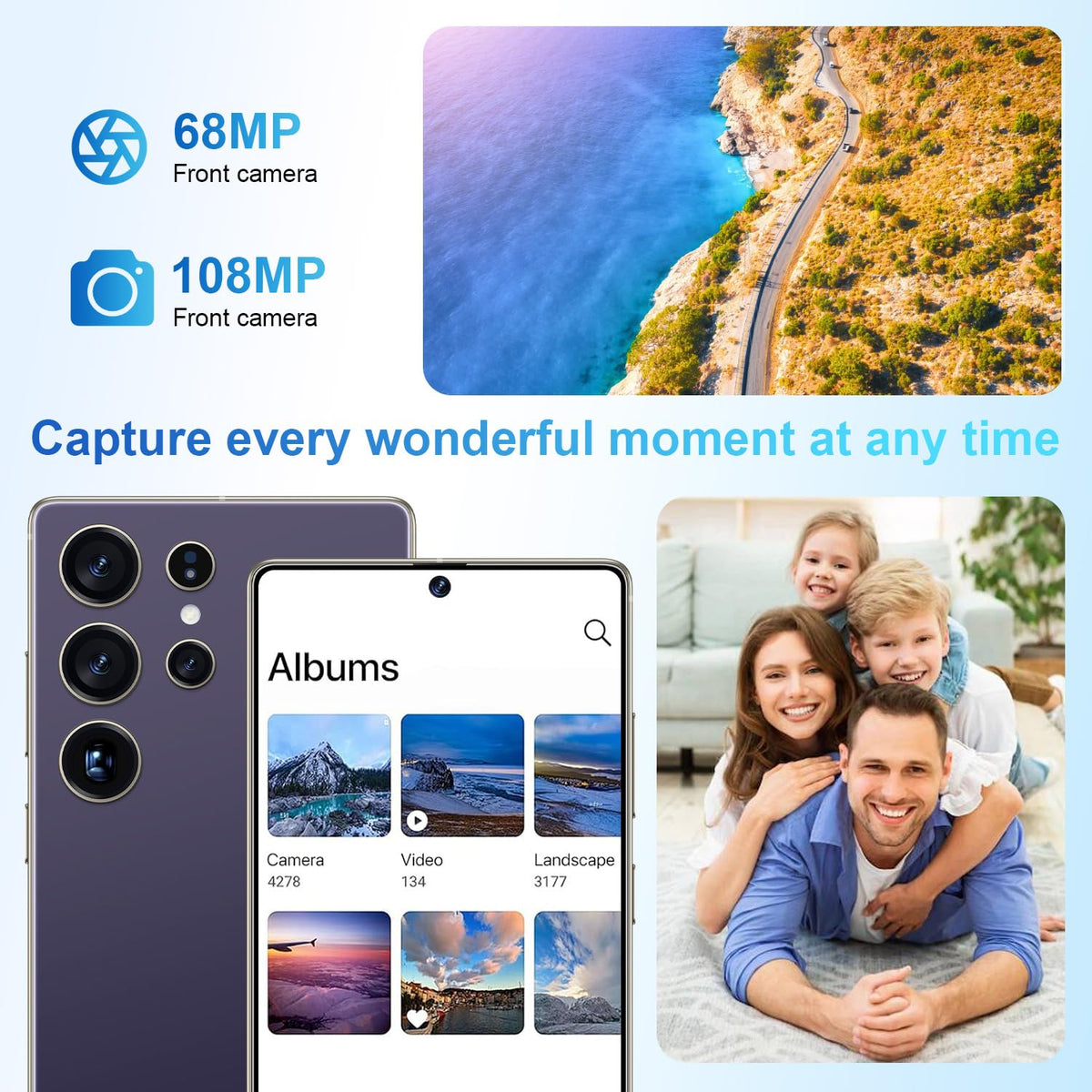 S25 Ultra 5G Unlocked Smartphone,12GB+512GB Fully Cell Phone for Android 14, 6.99" Unlocked Cell Phone, 7000mAh, 68MP+108MP Dual Camera/Dual SIM/Fingerprint Lock/Face (Grey)