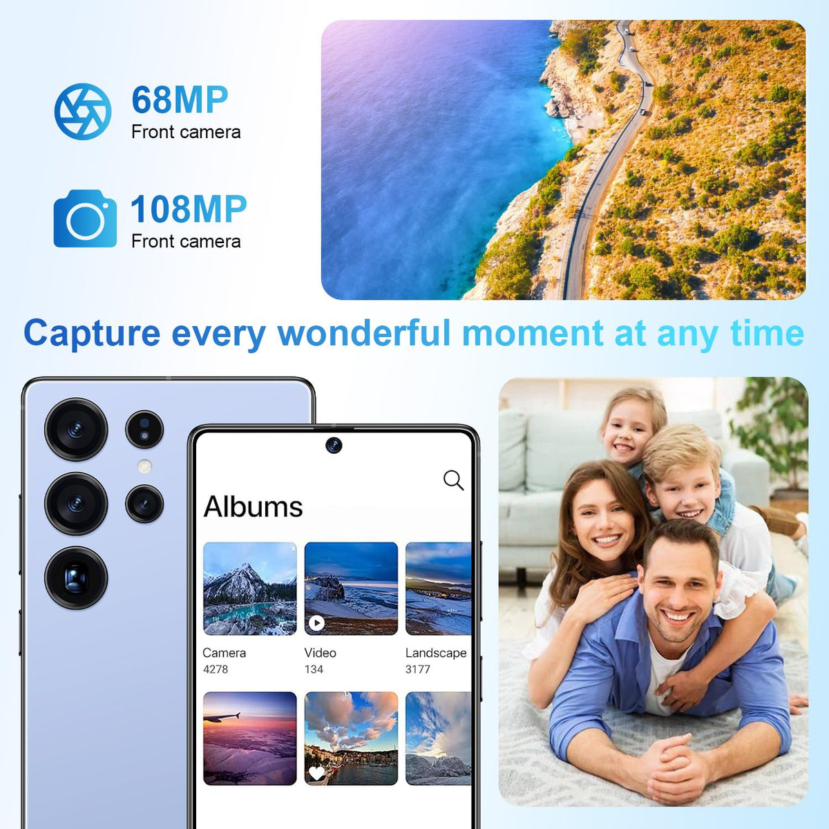 S25 Ultra 5G Unlocked Smartphone,12GB+512GB Fully Cell Phone for Android 14, 6.99" Unlocked Cell Phone, 7000mAh, 68MP+108MP Dual Camera/Dual SIM/Fingerprint Lock/Face (Grey)