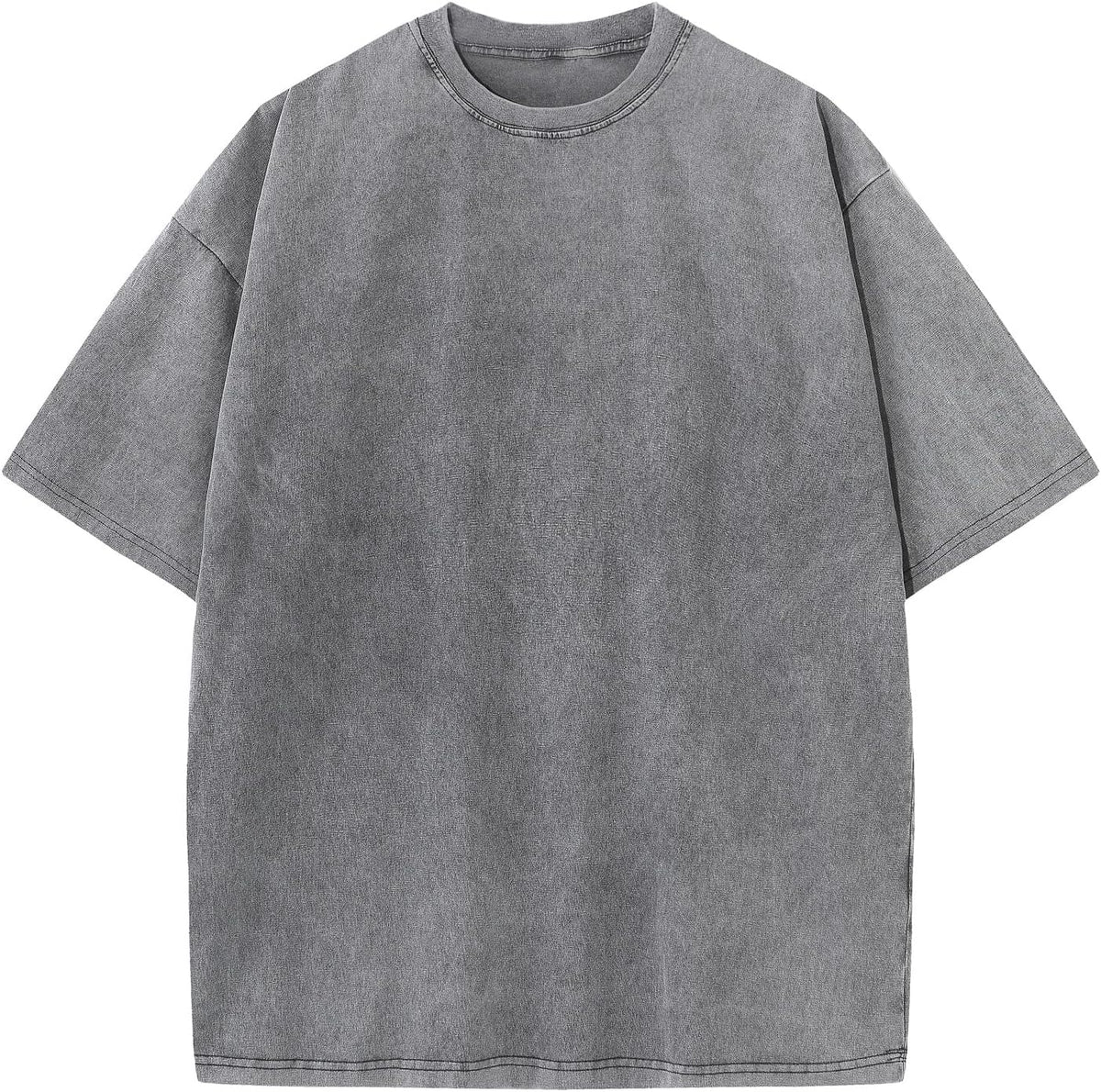Men's Cotton T-Shirts Oversized Unisex Short Sleeves Casual Loose Wash Solid Basic Tee Tops