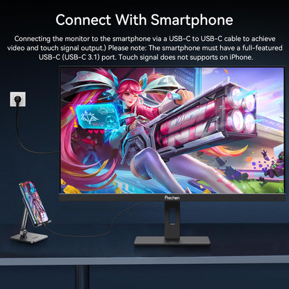 Prechen 23.8 Inch Dual Stacked Touchscreen Monitor, FHD IPS, 75Hz 65W USB-C Charging Computer Monitors 10 Point Touch, 99% sRGB, VESA USB-C/HDMI, Dual Touch Monitor for Laptop, Mac, Windows