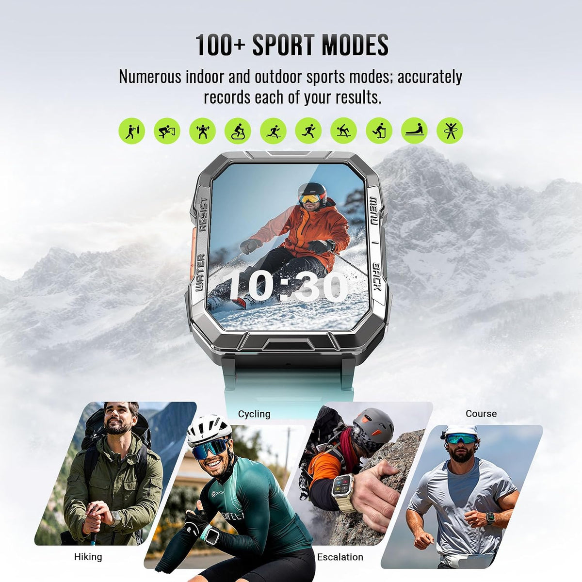Military Smart Watch for Men with 100-Day Standby/Flashlight/Compass