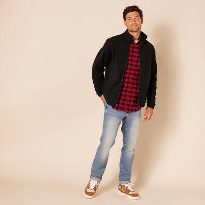 Amazon Essentials Men's Full-Zip Polar Fleece Jacket with Zippered Pockets for Cold Outdoor Weather