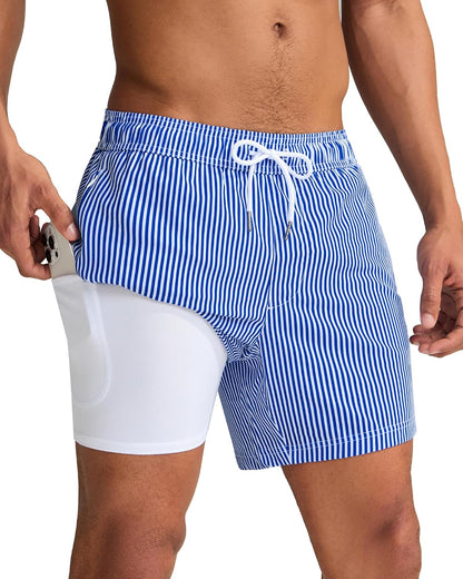 maamgic Mens Swim Trunks with Compression Liner 5 Inch Quick Dry for Beach