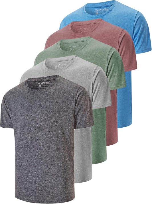 5 Pack Men's Dry Fit T Shirts Athletic Running Gym Workout Short Sleeve Tee Shirts for Men