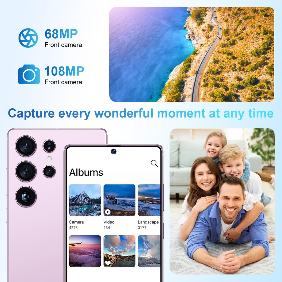 S25 Ultra 5G Unlocked Smartphone,12GB+512GB Fully Cell Phone for Android 14, 6.99" Unlocked Cell Phone, 7000mAh, 68MP+108MP Dual Camera/Dual SIM/Fingerprint Lock/Face (Grey)