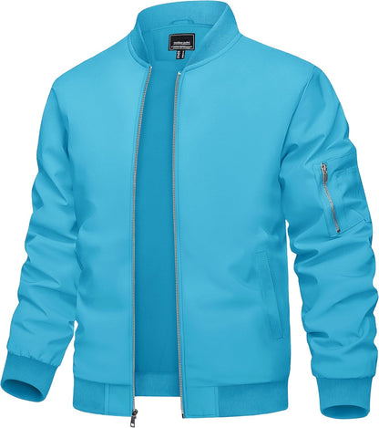 TACVASEN Men's Bomber Jacket Lightweight Casual Spring Fall Windbreaker Zip Up Coat with Pocket