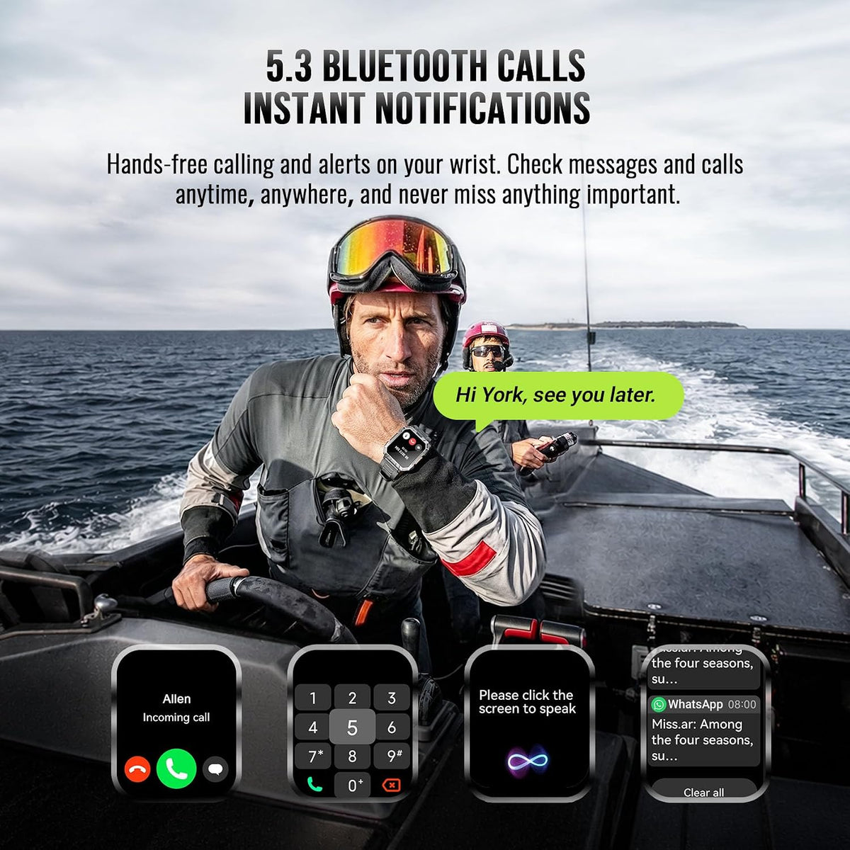 Military Smart Watch for Men with 100-Day Standby/Flashlight/Compass