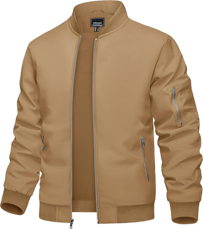 TACVASEN Men's Bomber Jacket Lightweight Casual Spring Fall Windbreaker Zip Up Coat with Pocket