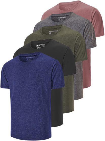 5 Pack Men's Dry Fit T Shirts Athletic Running Gym Workout Short Sleeve Tee Shirts for Men