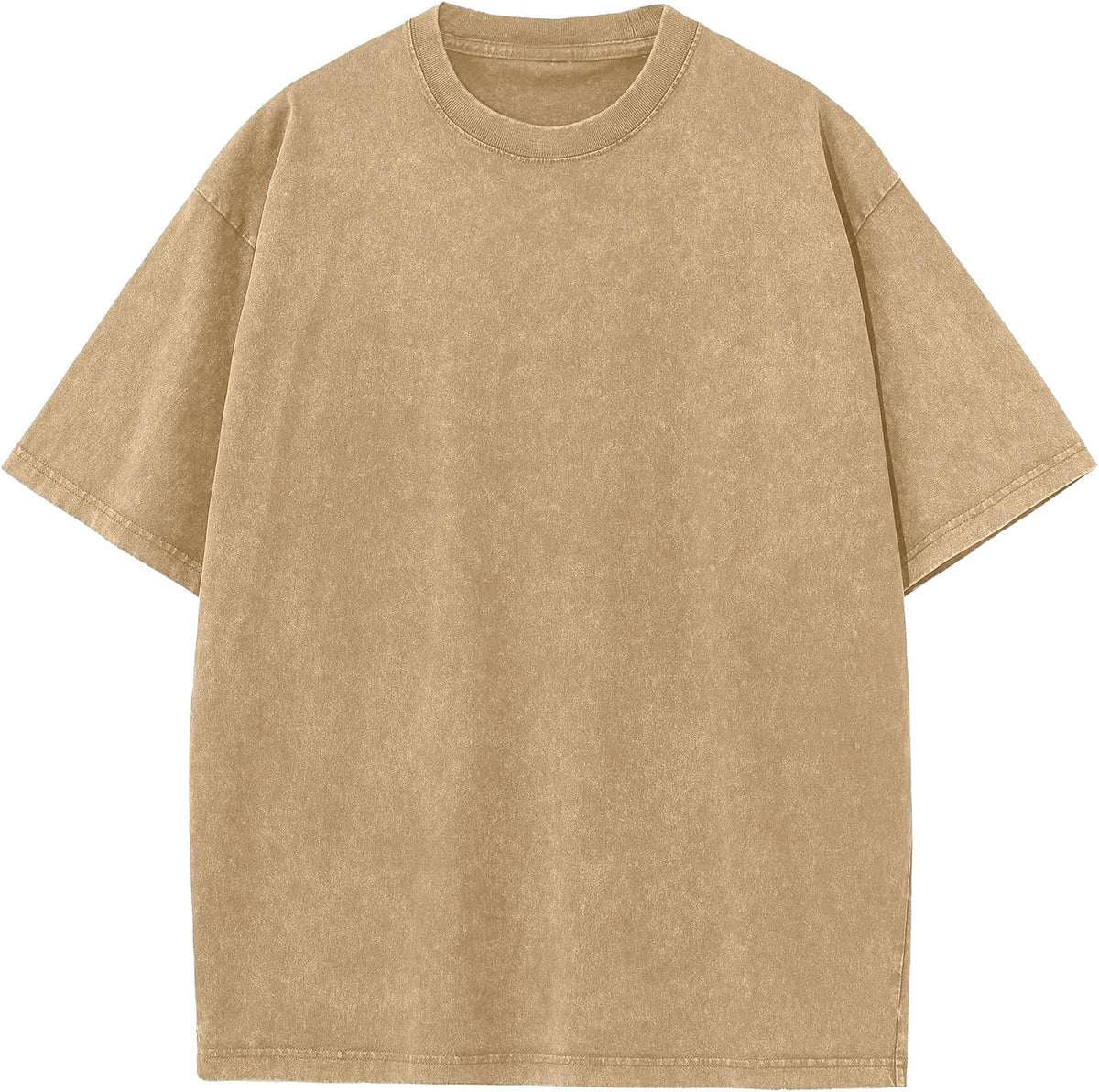 Men's Cotton T-Shirts Oversized Unisex Short Sleeves Casual Loose Wash Solid Basic Tee Tops