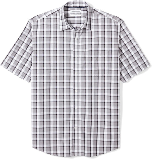 Amazon Essentials Men's Regular-Fit Short-Sleeve Poplin Shirt, Collared, Washed