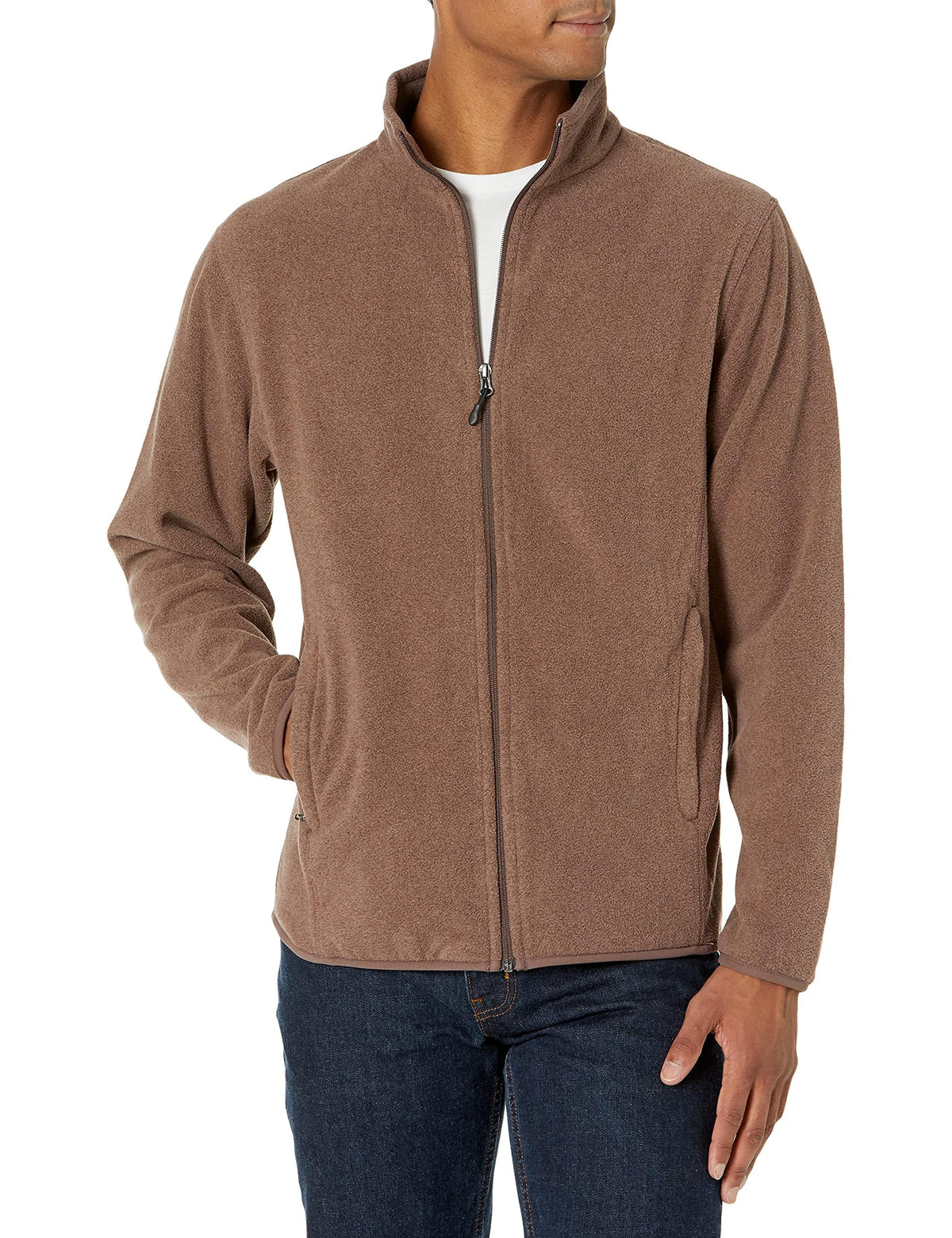 Amazon Essentials Men's Full-Zip Polar Fleece Jacket with Zippered Pockets for Cold Outdoor Weather