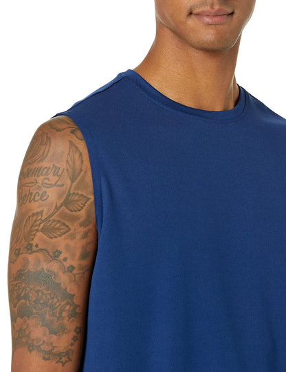 Amazon Essentials Men's Active Performance Tech Muscle Sleeveless Top, Breathable Moisture Wicking Workout Shirt