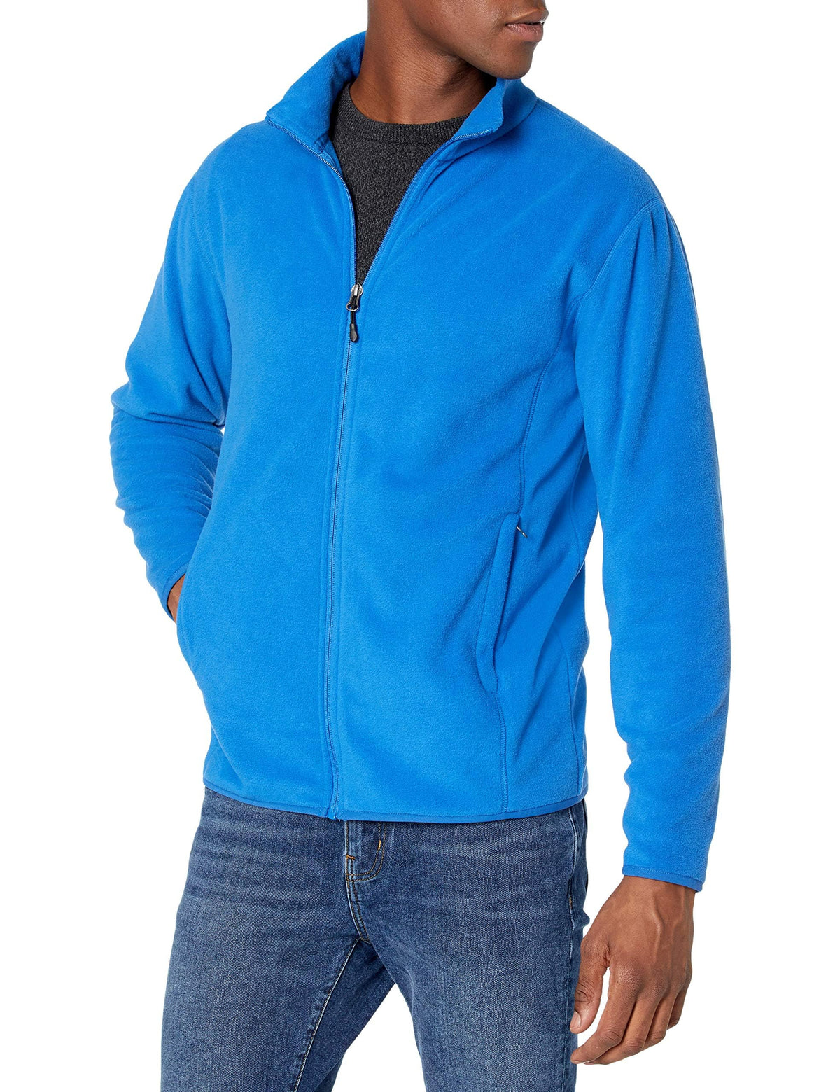 Amazon Essentials Men's Full-Zip Polar Fleece Jacket with Zippered Pockets for Cold Outdoor Weather