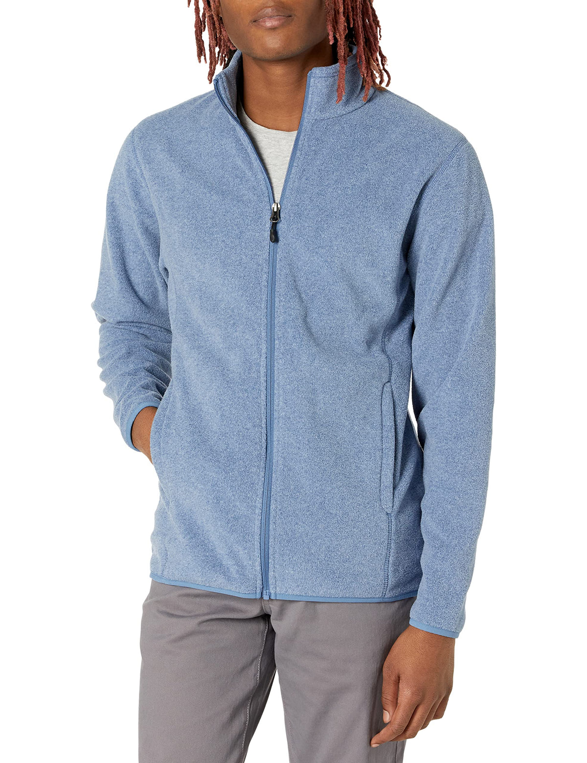 Amazon Essentials Men's Full-Zip Polar Fleece Jacket with Zippered Pockets for Cold Outdoor Weather